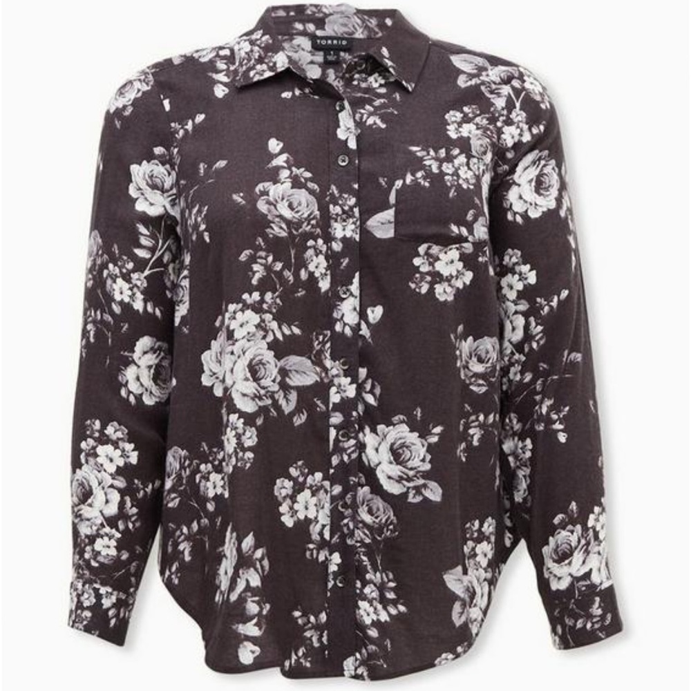 Torrid Relaxed Fit Brushed Rayon Button-Up Shirt